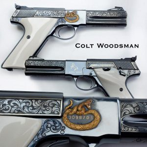 Classic Colt Pistol — Engraved Carbonia Blued Colt Woodsman